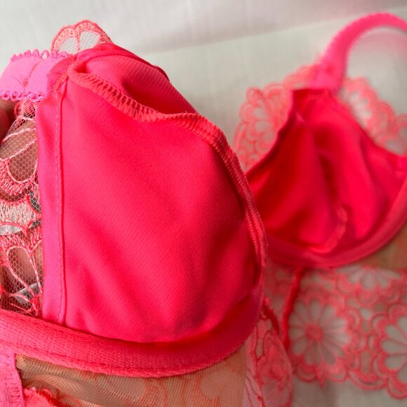 For Love & Lemons Daisy Lace Longline Bra Size XXS Hot Pink Bustier Corset Top - Picture 13 of 15